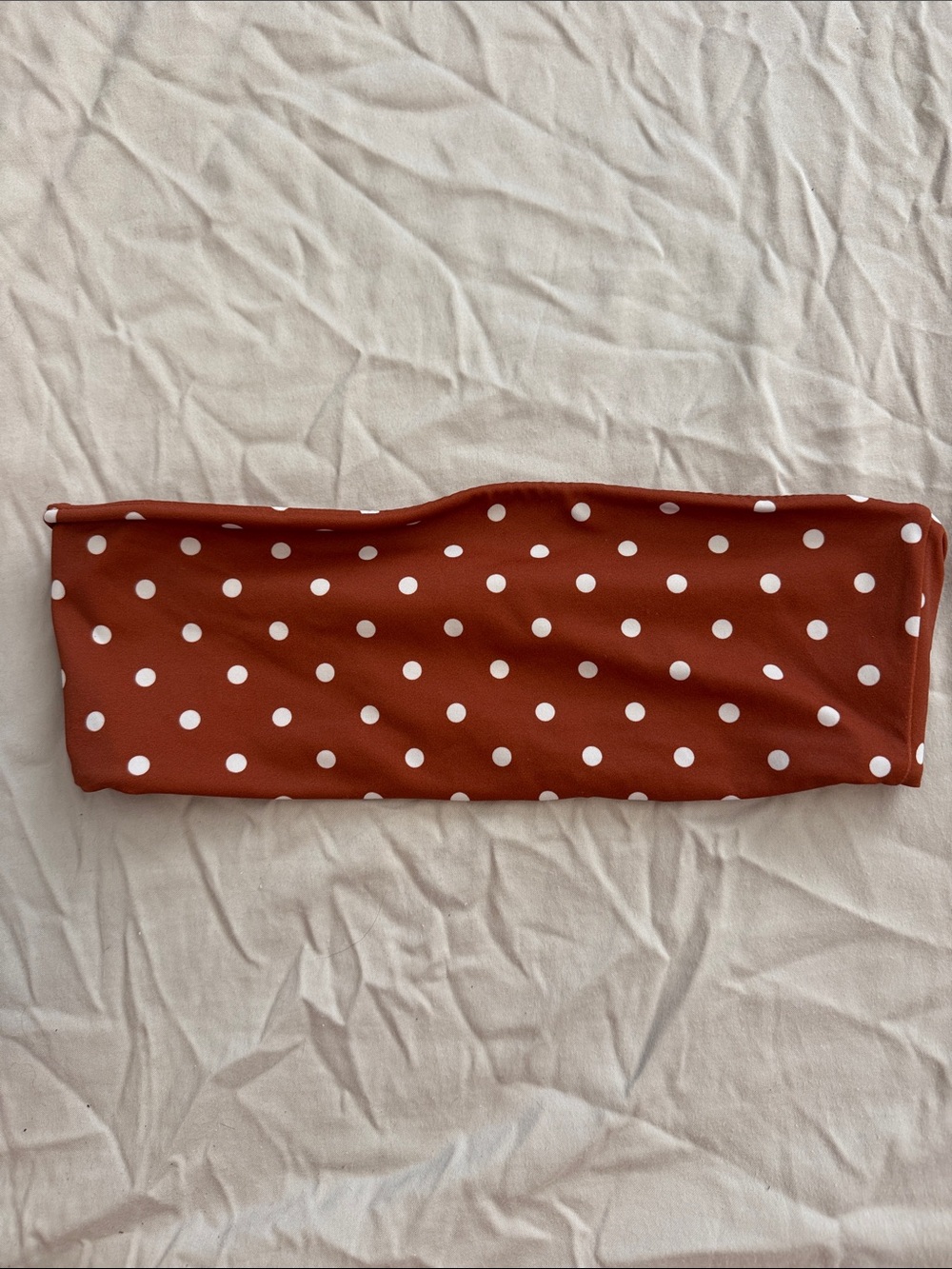 Women’s Polka Dot Rust Bandeau swim top